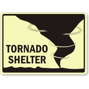  Tornado Shelter (with graphic) Glow Vinyl Sign, 14 x 10 
