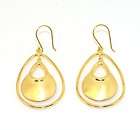 Technibond Hammered Oval Drop Earrings 14K Yellow Gold Clad Silver 925 