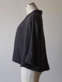   Elizabeth Gillet gray popcorn stitch capelet poncho sweater  