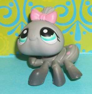 Littlest Pet Shop~#411 GRAY SPIDER Pink Bow RARE~P162  