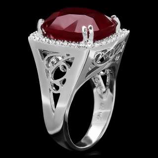 11850 CERTIFIED 14K WHITE GOLD 19.50CT RUBY 0.70CT DIAMOND RING 