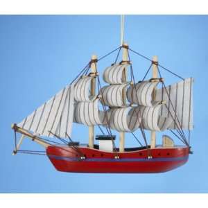  6 Red Wooden Barque Schooner Sail Boat Ship Christmas 