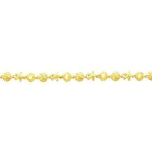  14K Gold Seashell Fancy Link Bracelet 7 Jewelry