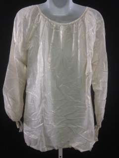 You are bidding on a DESIGNER White Gold Long Sleeves Tunic Blouse 