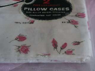 Vintage New Siesta Pillowcases Pair of Pink Rosebuds Unused Original 