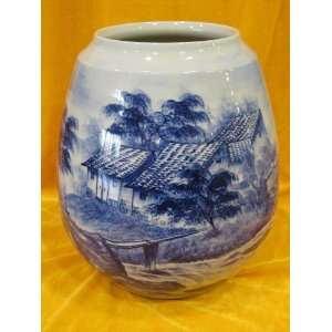  Blue and White Melon Shape Chinese Porcelain Vase 
