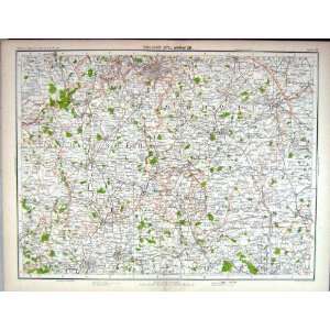  Bartholomew Map England 1891 Warwick Worcester Cheltenham 