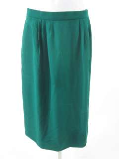 CARLISLE Green Silk Blouse Skirt Suit Sz 6  