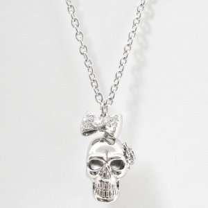  Alexander Mcqueen Style Silver Skull with Ribbon Charm and 