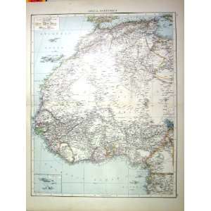  AFRICA NORTH WEST ANTIQUE MAP c1897 CANARY ISLANDS MOROCCO 