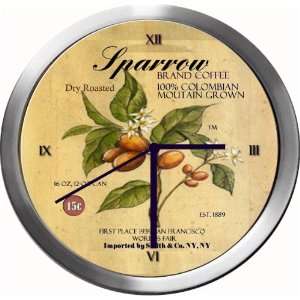 SPARROW 14 Inch Coffee Metal Clock Quartz Movement 