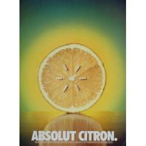 1994 Ad Absolut Citron Vodka Bottle Lemon Slice Seeds   Original Print 