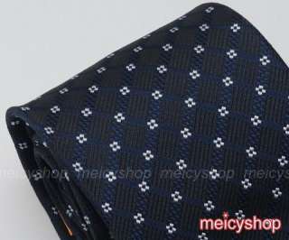 Blue Black Checkers Mens Woven Silk 8 cm Neck Tie E20  
