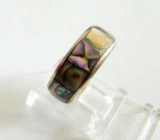 Sterling Silver Genuine Mother of Pearl Ring Band  