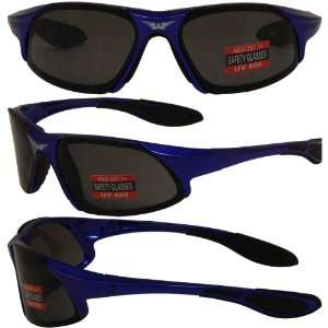 Global Vision Cobra Safety Sunglasses Blue Frame Smoke Lens