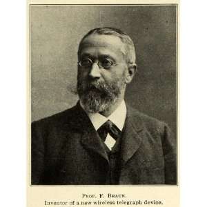  1906 Print Wireless Telegraph Inventor Prof. F. Braun 