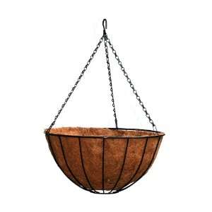  14 Inch Rib Hanging Basket Black w/ Coco Liner Kitchen 