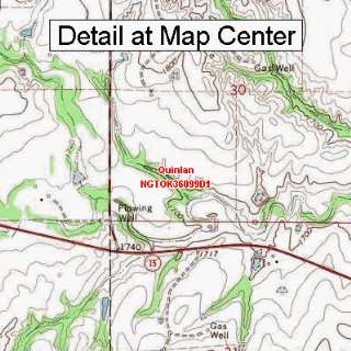   Topographic Quadrangle Map   Quinlan, Oklahoma (Folded/Waterproof