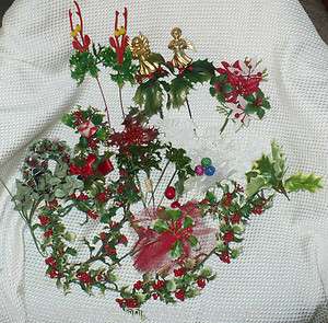 lot of vintage christmas greenery flocked deer angels holly  