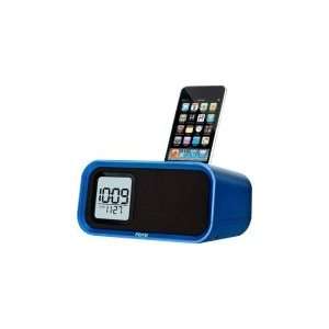   Portable Dual Alarm Clock Speaker System For Ipod Translucent Blue