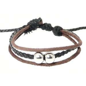 Neptune Giftware Double Brown Leather Strap, Cord & Plaited Black 