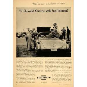 1957 Ad Chevy Corvette V8 New 283 HP Sports Car Racer Engine Mechanic 