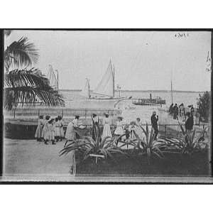  Girls watching boats at the wharf,possibly Nassau,probably 