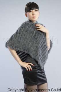 641 new real rabbit fur 5 color hood shawl/wrap/vest  