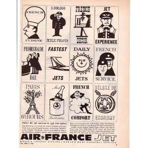 1960 Air France Airline Jet Service Print Ad (15550)