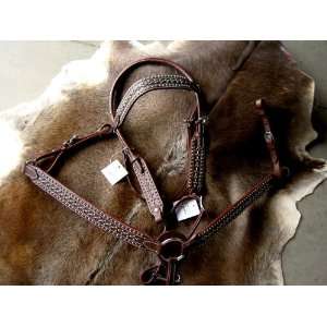 com BRIDLE BREAST COLLAR WESTERN LEATHER HEADSTALL WITH DARK LEATHER 