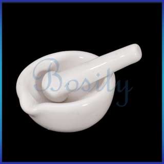 6ml Porcelain Mortar and Pestle Mixing Grinding Bowl Set   White 