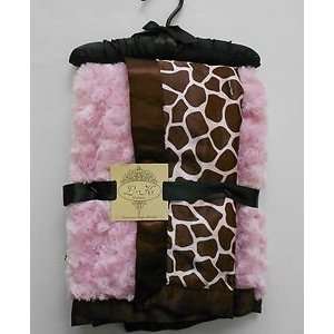  L & K Designs Plush Faux Fur Minky Satin Baby Pink Giraffe 