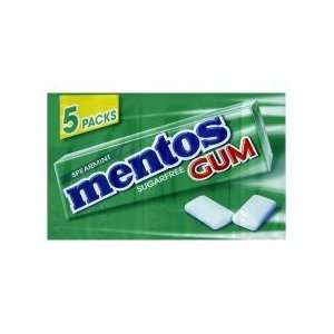 Mentos Gum Spearmint Gum 5 Pack 66G x 4  Grocery & Gourmet 
