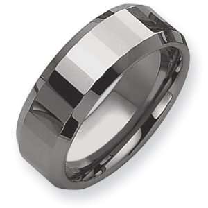   Beveled 8mm Tungsten Ring with Thin Facets/Tungsten Carbide Jewelry