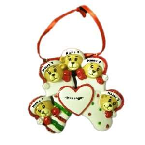   Family 5 Members Christmas Holiday Gift Expertly Handwritten Ornament