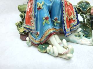 Great Chinese porcelain girl pick flowers doll /Statue.  