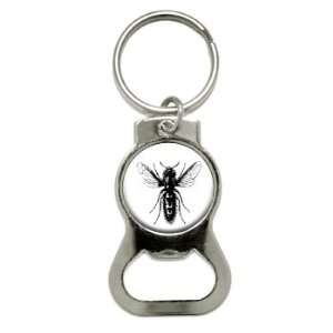  Fly Bug Black Fly   Bottle Cap Opener Keychain Ring 