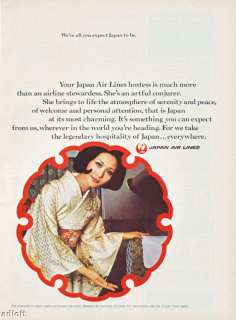 1969 JAL Japan Airlines Air Lines Stewardess Photo Ad  