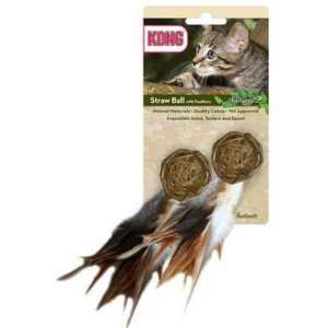  Kong Naturals Straw Ball with Feathers Cat Toy Kitchen 