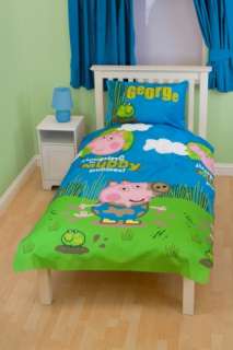 GEORGE PIG PEPPA PUDDLES SINGLE TWIN BEDDING DUVET QUILT DOONA COVER 