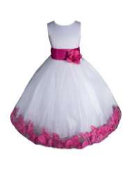New White/fuchsia Flower Girl Pageant Party Dress Size Toddler to 12 
