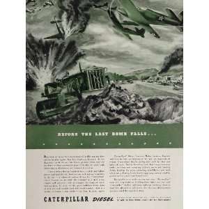  1942 Original Ad CATERPILLAR Tractor WWII Airfield Bomb 