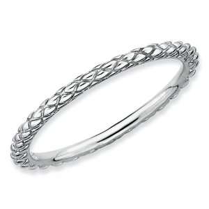   Expressions Sterling Silver Rhodium Criss cross Stackable Ring Size 6