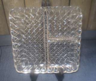 Pretzel Square Divided Plate 7 inches Indiana Glass Co.  