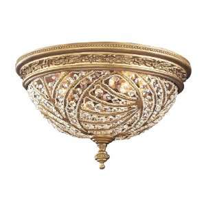  2 LIGHT FLUSH MOUNT IN DARK BRONZE AND CRYSTAL ACCENTS W 