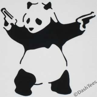 PANDA GUNS BANKSY GRAFFITI URBAN ART NEW WHITE T SHIRT  