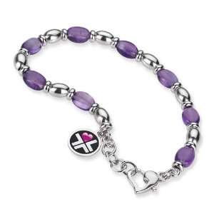 Ladies Bracelet in White 925 Silver with Hydrothermal Amethyst, form 
