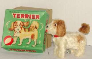 Vintage Mechanical Key Wind Terrier Dog Toy Works  