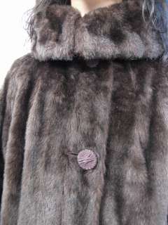 Vintage 60s Brown FAUX MINK Fur Vegan A LINE Dolly STROLLER Midi Coat 