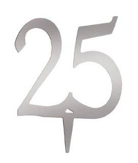   Silver Anniversary Mirror Monogram Cake Topper or Party Decoration